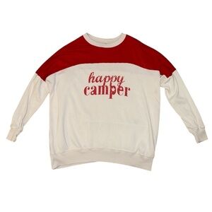 Aerie happy camper red white oversized pullover women's size women’s size small
